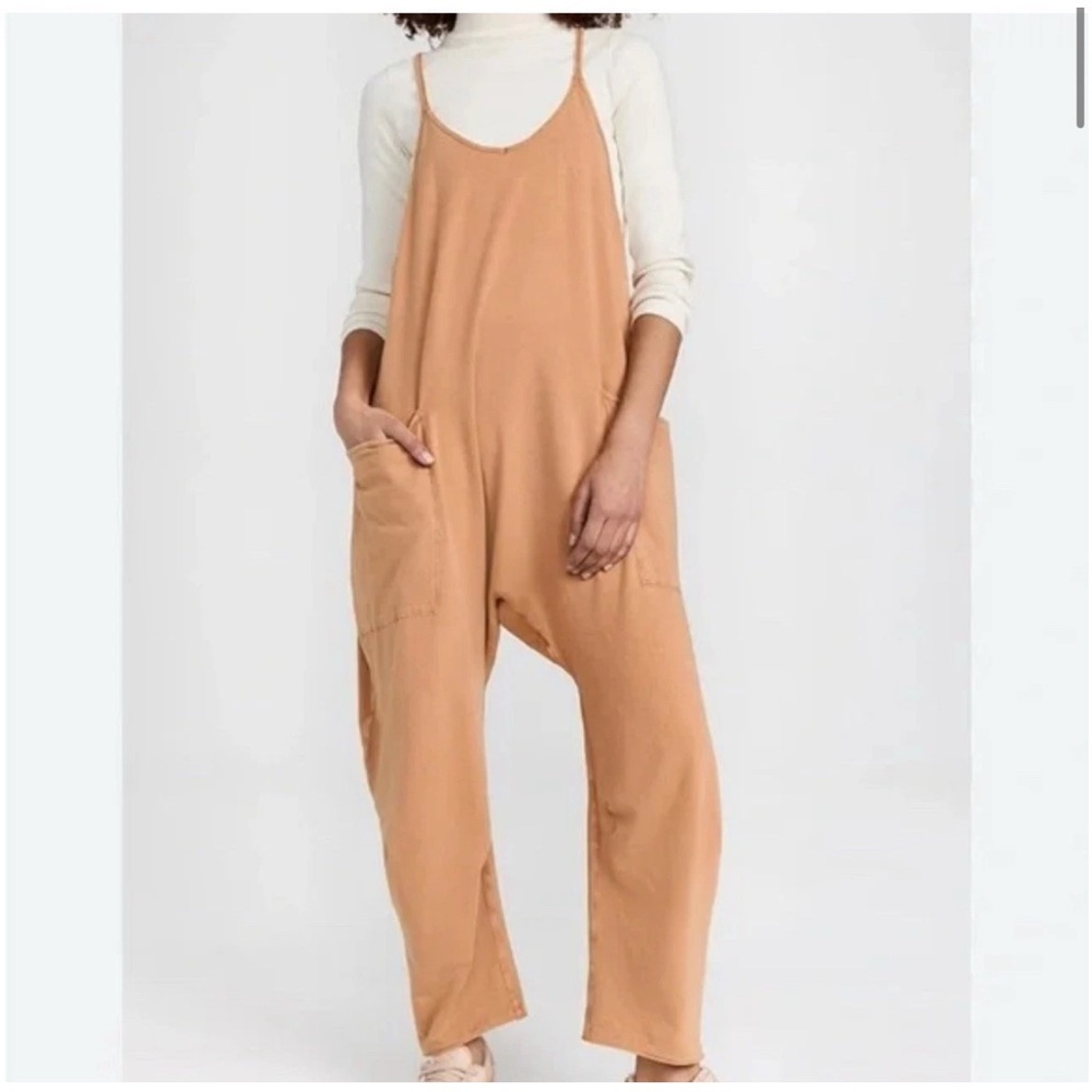 Free People Movement FP Hot Shot bodysuit Romper Jumpsuit Toasted Coconut Size M